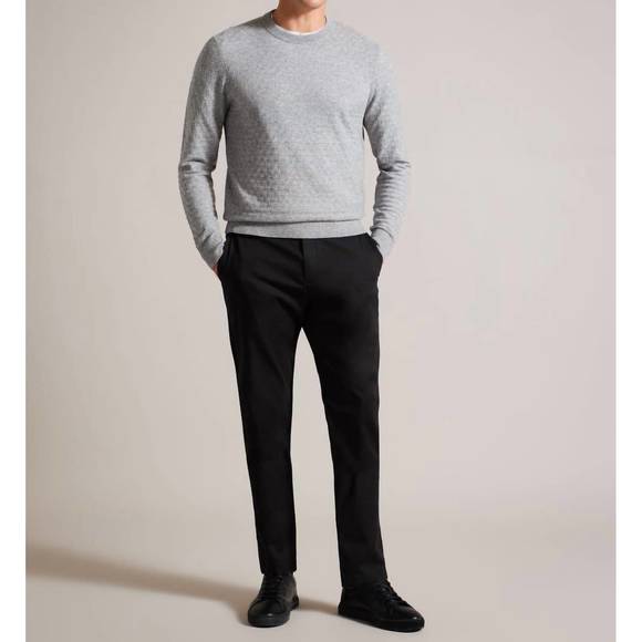 NEW TED BAKER men lentic raglan sleeve pullover sweater in grey-marl